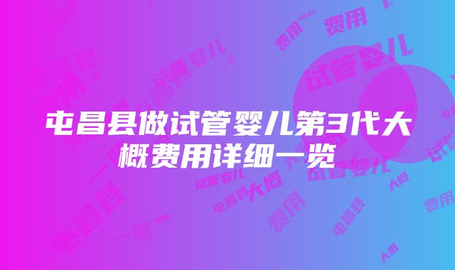 屯昌县做试管婴儿第3代大概费用详细一览