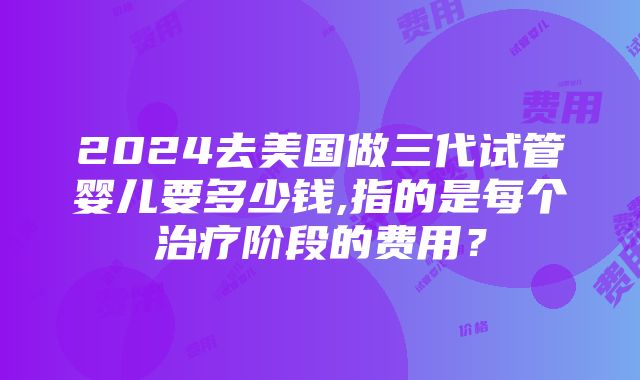 2024去美国做三代试管婴儿要多少钱,指的是每个治疗阶段的费用？