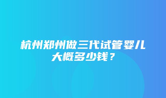 杭州郑州做三代试管婴儿大概多少钱？