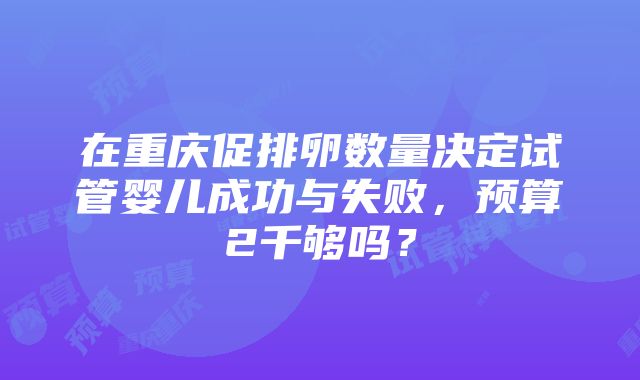 在重庆促排卵数量决定试管婴儿成功与失败，预算2千够吗？