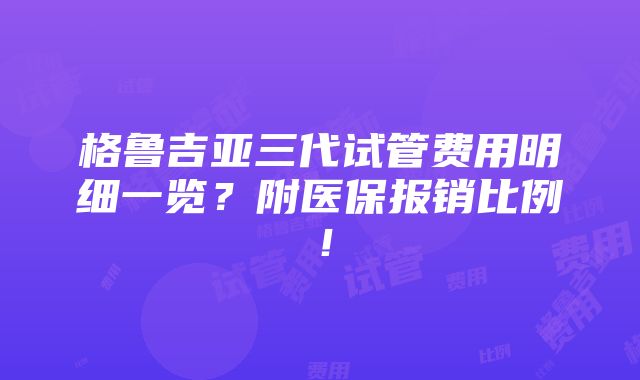 格鲁吉亚三代试管费用明细一览？附医保报销比例！