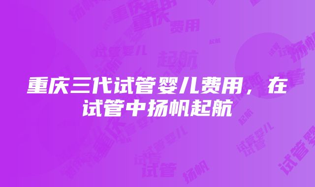 重庆三代试管婴儿费用，在试管中扬帆起航