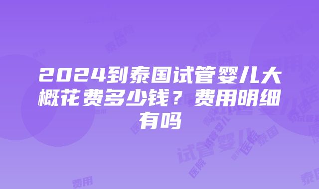 2024到泰国试管婴儿大概花费多少钱？费用明细有吗