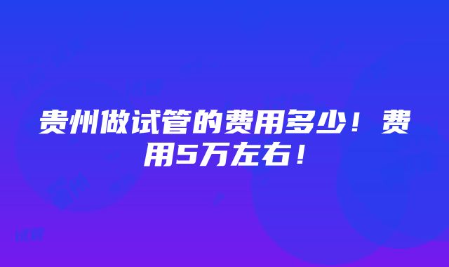 贵州做试管的费用多少！费用5万左右！