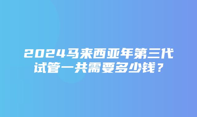 2024马来西亚年第三代试管一共需要多少钱？