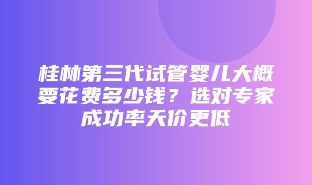 桂林第三代试管婴儿大概要花费多少钱？选对专家成功率天价更低