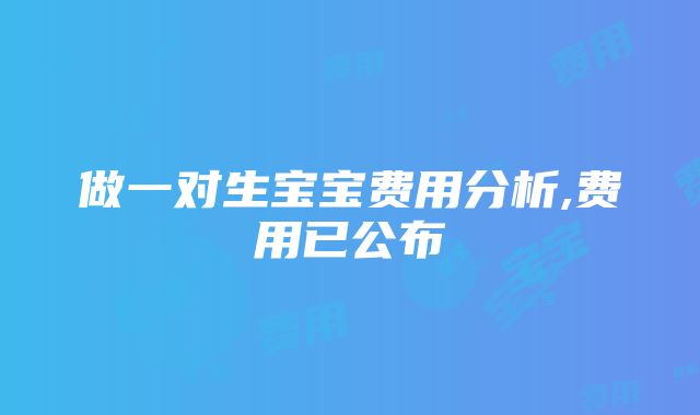 做一对生宝宝费用分析,费用已公布