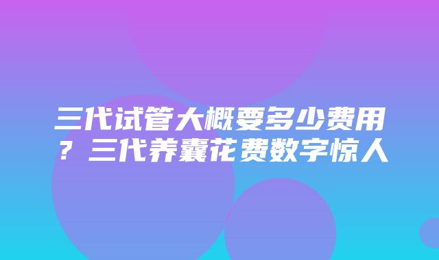 三代试管大概要多少费用？三代养囊花费数字惊人