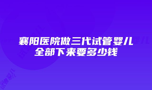 襄阳医院做三代试管婴儿全部下来要多少钱