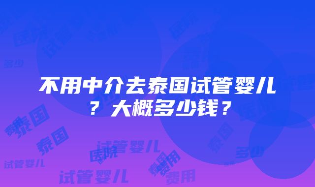 不用中介去泰国试管婴儿？大概多少钱？