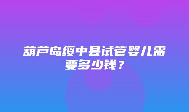 葫芦岛绥中县试管婴儿需要多少钱？