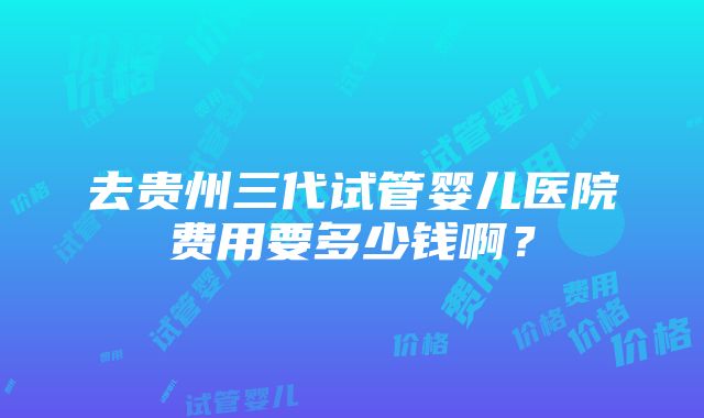 去贵州三代试管婴儿医院费用要多少钱啊？