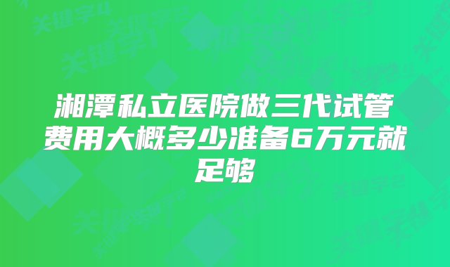 湘潭私立医院做三代试管费用大概多少准备6万元就足够