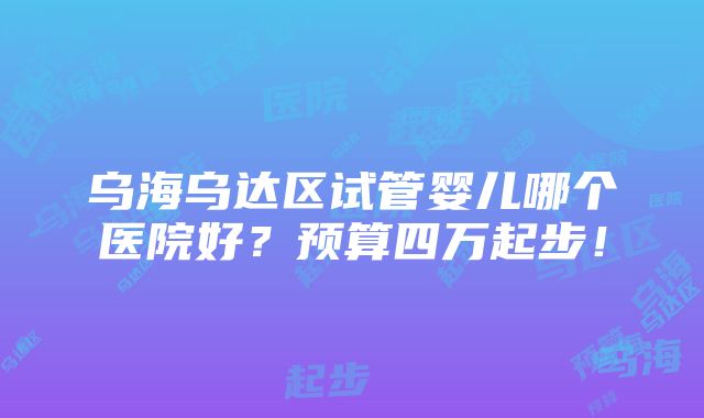 乌海乌达区试管婴儿哪个医院好？预算四万起步！