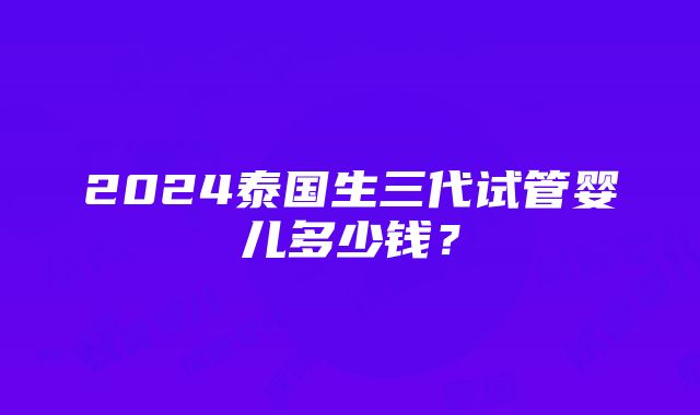 2024泰国生三代试管婴儿多少钱？