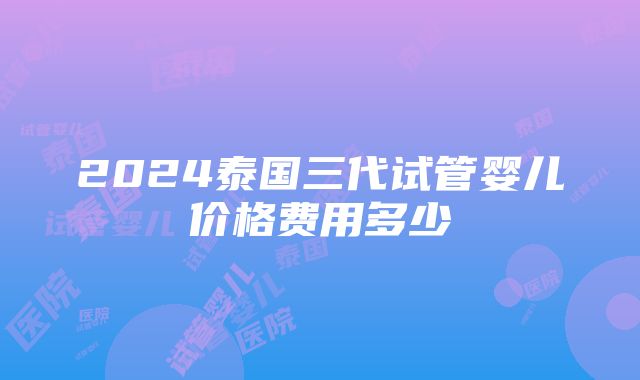 2024泰国三代试管婴儿价格费用多少