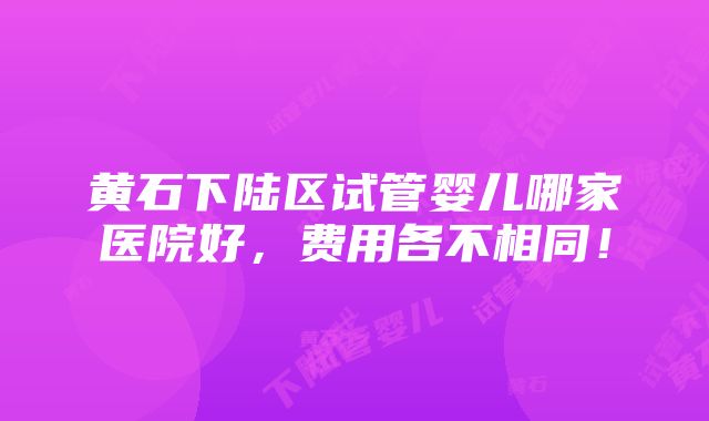 黄石下陆区试管婴儿哪家医院好，费用各不相同！