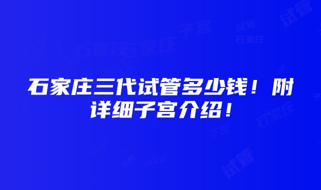 石家庄三代试管多少钱！附详细子宫介绍！