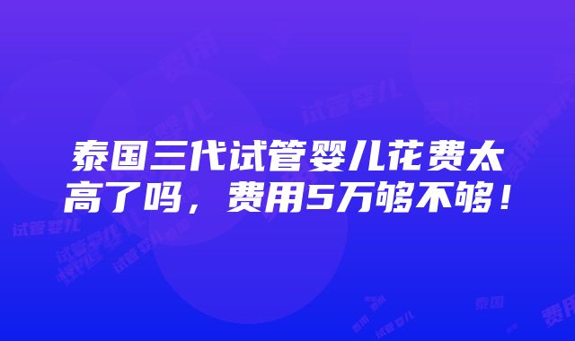 泰国三代试管婴儿花费太高了吗，费用5万够不够！