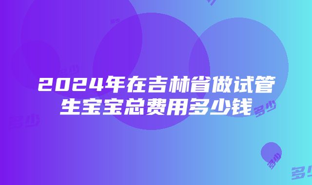 2024年在吉林省做试管生宝宝总费用多少钱