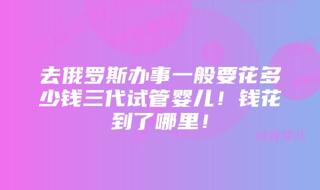 去俄罗斯办事一般要花多少钱三代试管婴儿！钱花到了哪里！