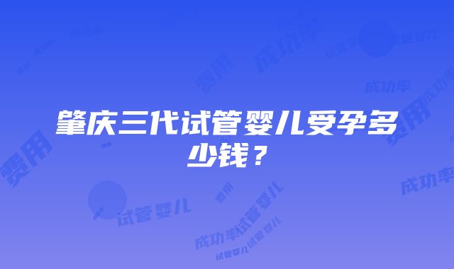 肇庆三代试管婴儿受孕多少钱？