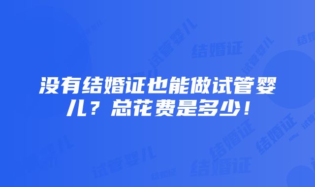 没有结婚证也能做试管婴儿？总花费是多少！