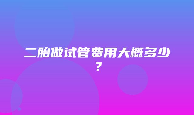 二胎做试管费用大概多少？