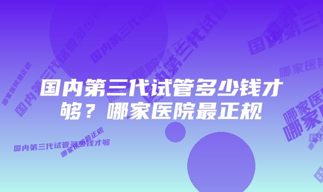 国内第三代试管多少钱才够？哪家医院最正规