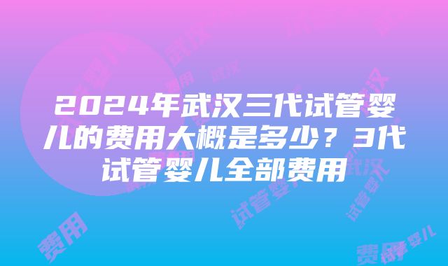 2024年武汉三代试管婴儿的费用大概是多少？3代试管婴儿全部费用