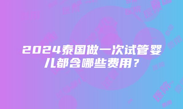 2024泰国做一次试管婴儿都含哪些费用？