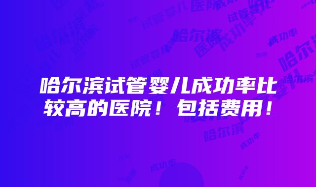 哈尔滨试管婴儿成功率比较高的医院！包括费用！