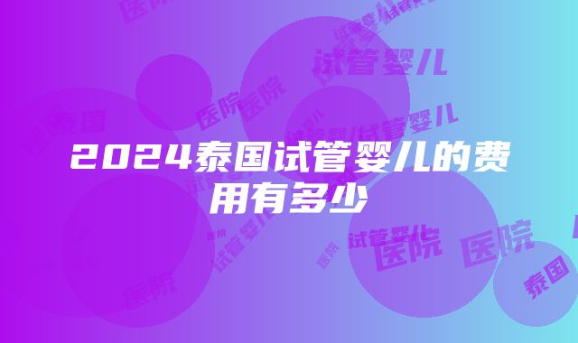 2024泰国试管婴儿的费用有多少