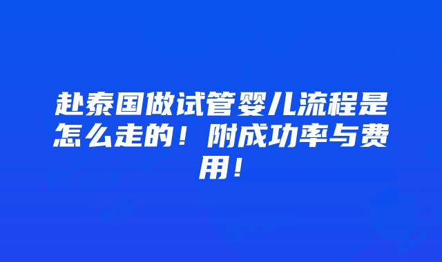 赴泰国做试管婴儿流程是怎么走的！附成功率与费用！