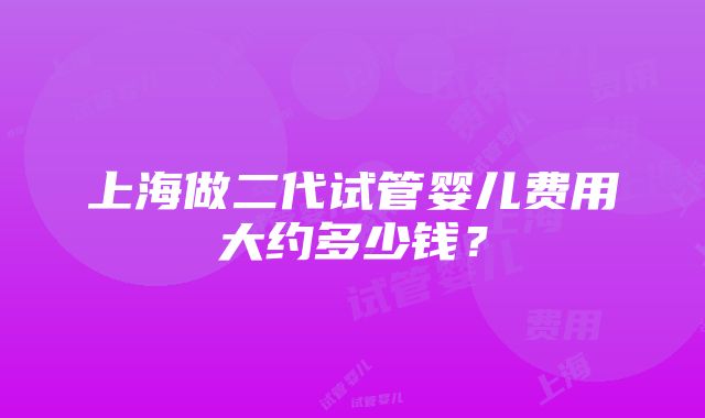 上海做二代试管婴儿费用大约多少钱？