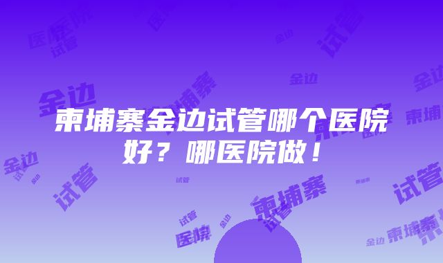 柬埔寨金边试管哪个医院好？哪医院做！