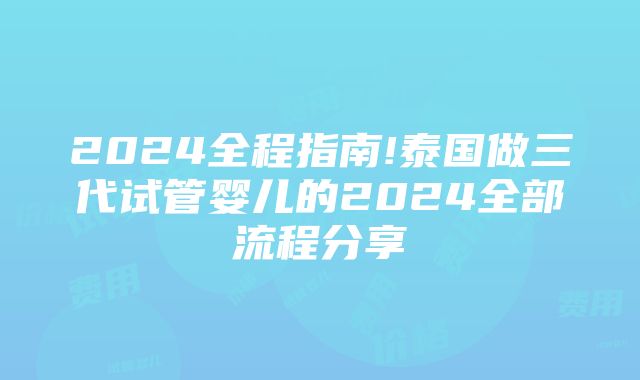 2024全程指南!泰国做三代试管婴儿的2024全部流程分享