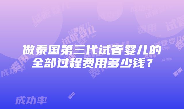 做泰国第三代试管婴儿的全部过程费用多少钱？