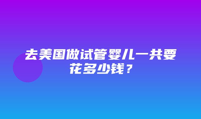 去美国做试管婴儿一共要花多少钱？