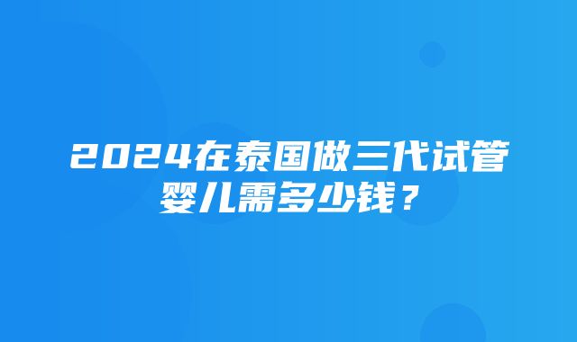 2024在泰国做三代试管婴儿需多少钱？