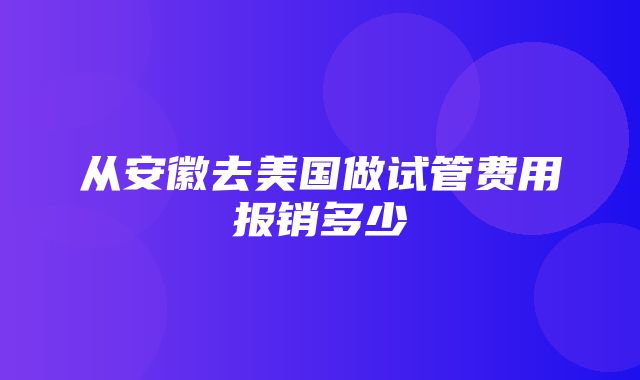 从安徽去美国做试管费用报销多少