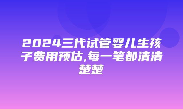 2024三代试管婴儿生孩子费用预估,每一笔都清清楚楚