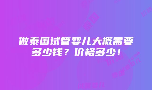 做泰国试管婴儿大概需要多少钱？价格多少！