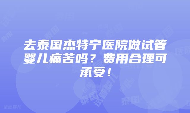 去泰国杰特宁医院做试管婴儿痛苦吗？费用合理可承受！