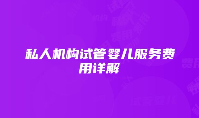 私人机构试管婴儿服务费用详解