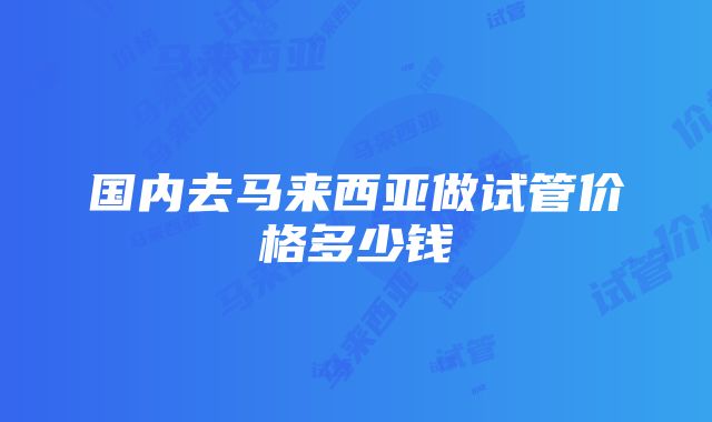 国内去马来西亚做试管价格多少钱