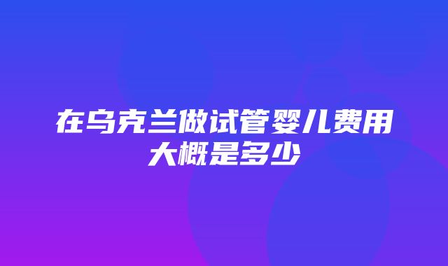 在乌克兰做试管婴儿费用大概是多少