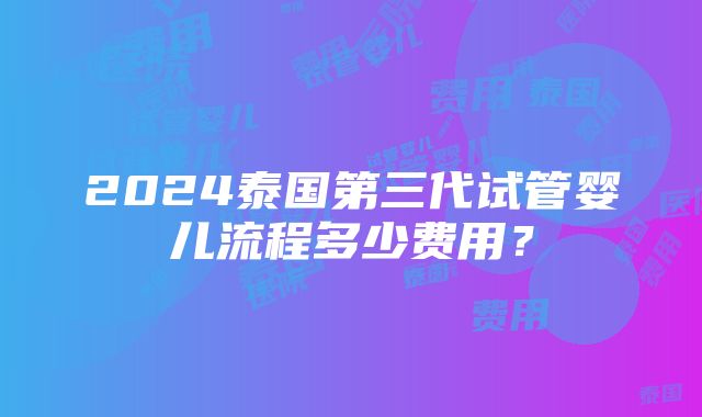 2024泰国第三代试管婴儿流程多少费用？