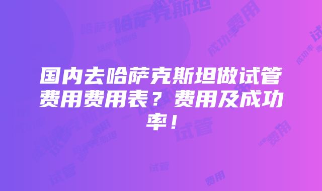 国内去哈萨克斯坦做试管费用费用表？费用及成功率！