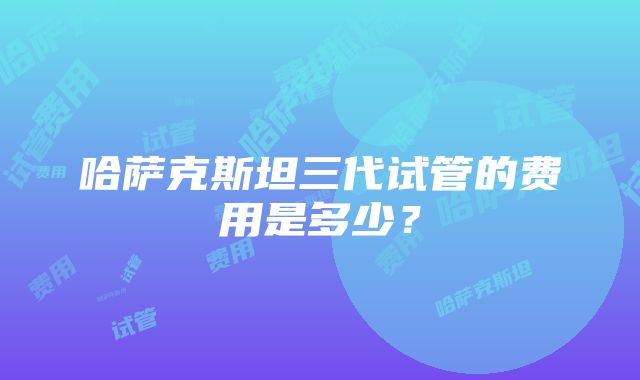 哈萨克斯坦三代试管的费用是多少？